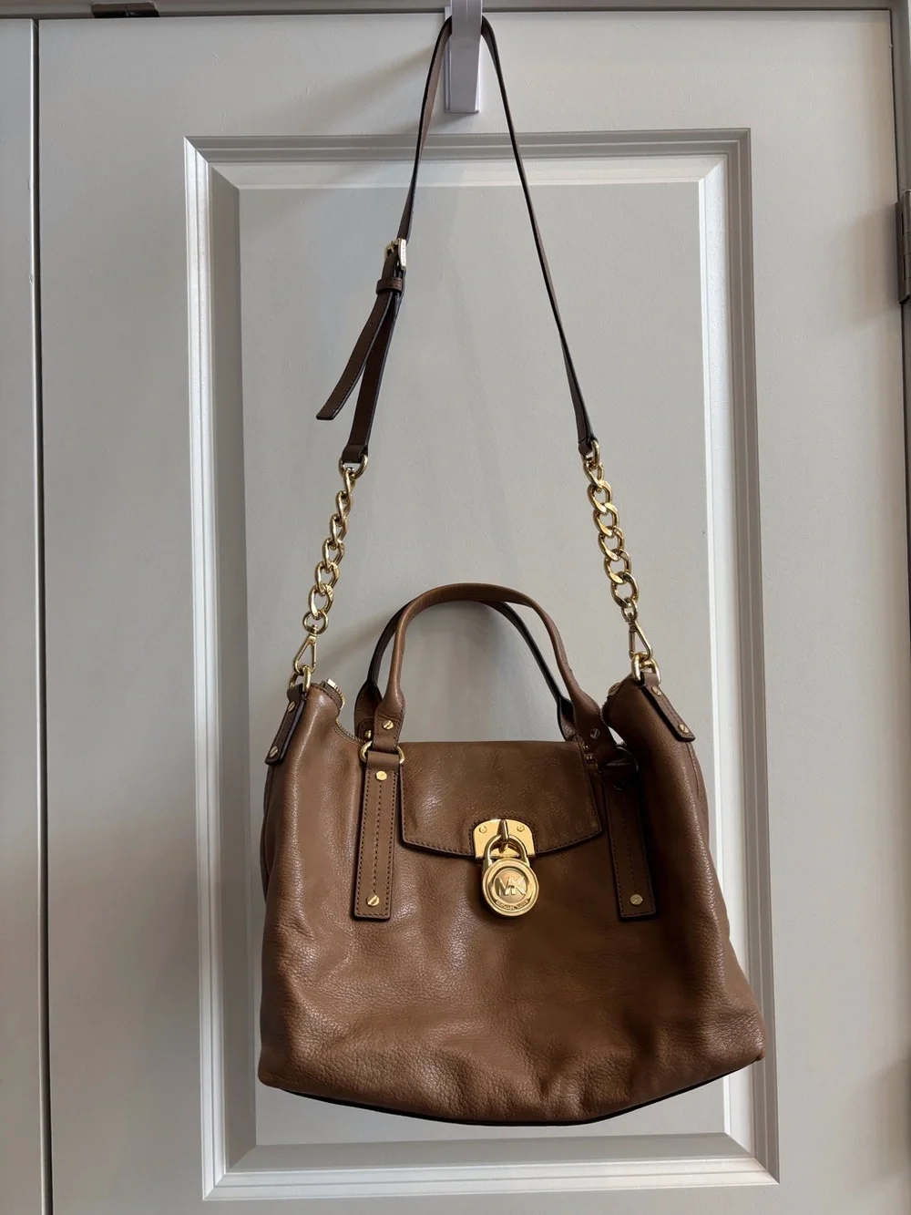 Michael Kors Mocha Leather Hamilton Satchel